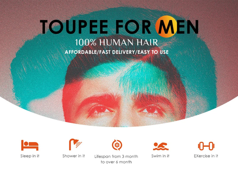 Prótese Capilar Masculina Liquidação Homens Toupee 0,06-0,08mm