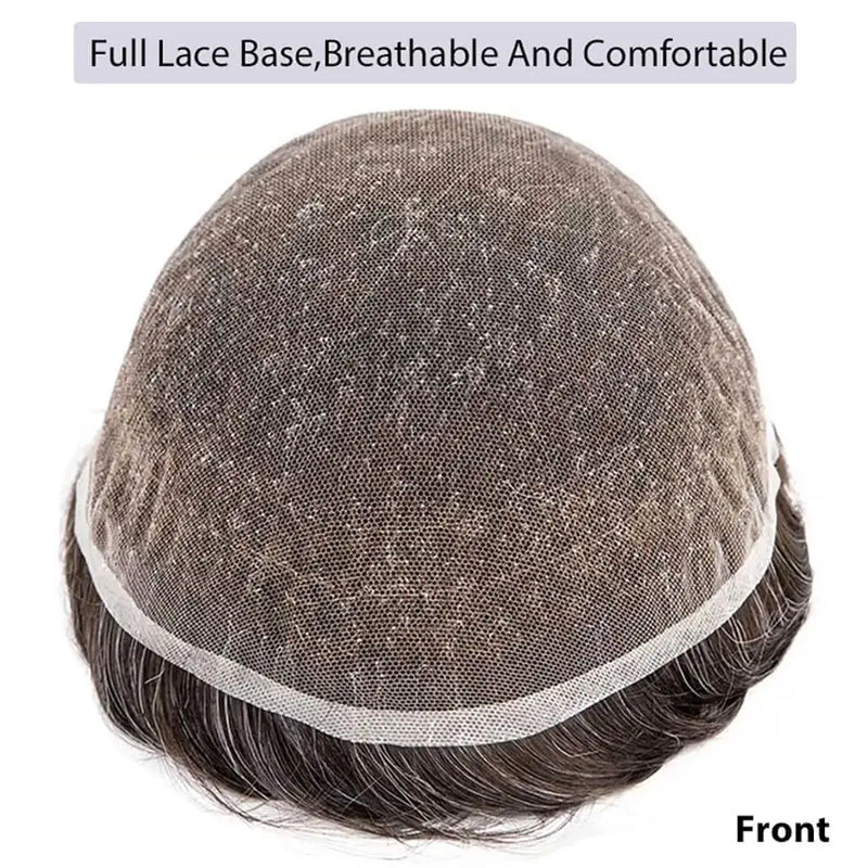 Total lace masculino prótese Respirável de cabelo humano masculino 100% densidade  capilares.